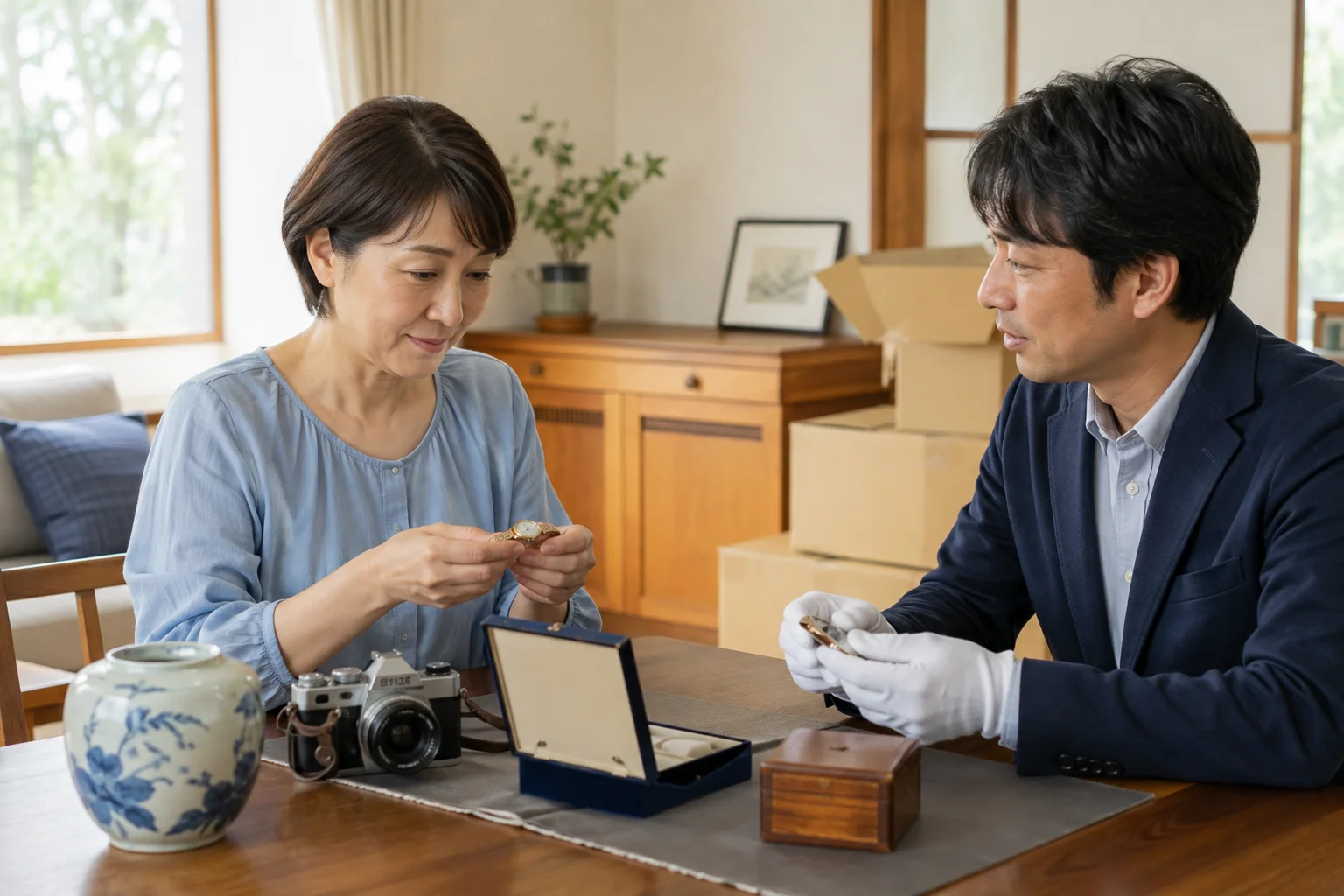 リユース事業の買取査定の様子