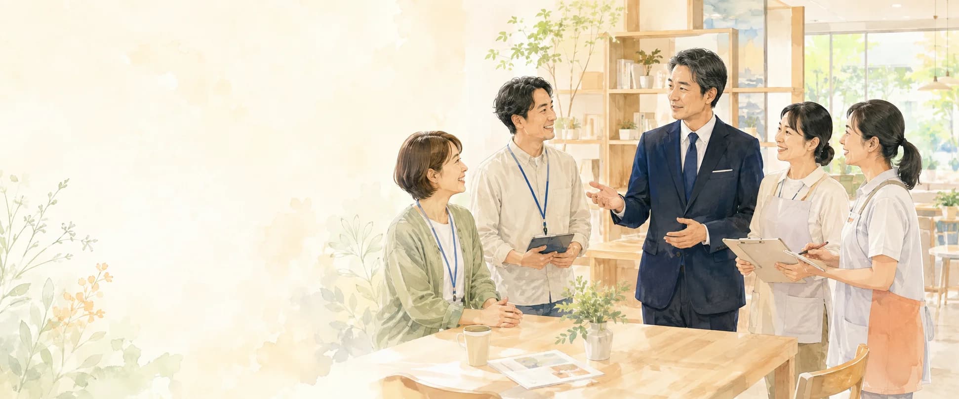 穏やかに打ち合わせをするスタッフ
