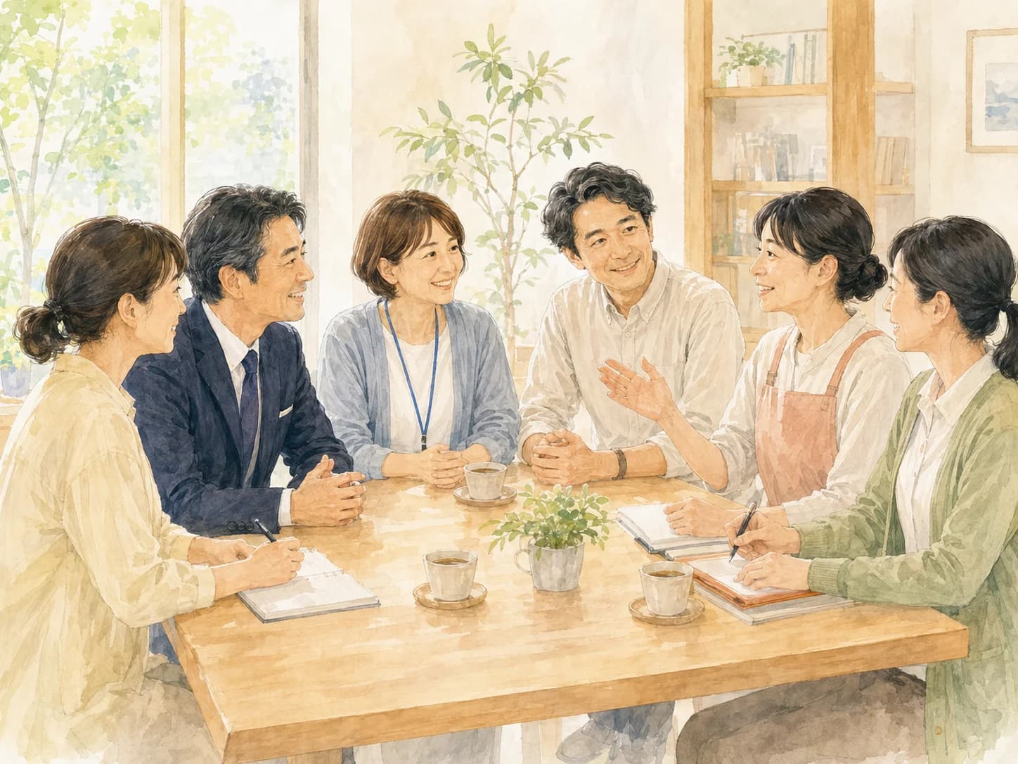 スタッフが穏やかに会話する様子